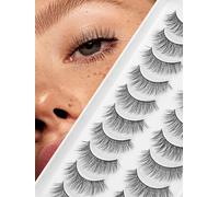 Natural Lashes False Eyelashes Soft Strip Lashes C Curl Eye Lashes Natural 10mm Short Eyelashes 10 Pair Wispy Lashes Pack Siligli