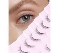 Natural Lashes Short Eyelashes Wispy Natural Look Soft False Eyelash Fake Eye Lash Faux Mink 7 Pairs D2(6MM-10MM)