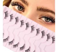 Natural Lashes Wispy Strip Eyelashes Half Lashes Cat Eye Lashes with Clear Band Corner Lashes 3/4 Eyelashes False Eye Lash Soft Fake Lashes Reusable Half Eyelashes（07）