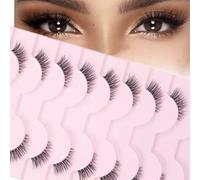 Natural Lashes Wispy Strip Eyelashes Half Lashes Cat Eye Lashes with Clear Band Corner Lashes 3/4 Eyelashes False Eye Lash Soft Fake Lashes Reusable Half Eyelashes（10）