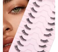 Natural Lashes Wispy Strip Eyelashes Half Lashes Cat Eye Lashes with Clear Band Corner Lashes 3/4 Eyelashes False Eye Lash Soft Fake Lashes Reusable Half Eyelashes（09）