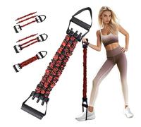 Natural Latex 3-Hole Resistance Stretcher Chest Expander - Adjustable 25/50/75 LBS Strength Bands for Home Gym,Women Portable Gym Equipment with Handles for Full-Body Training-Red