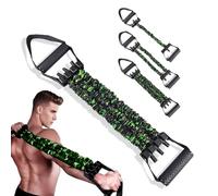 Natural Latex 3-Hole Resistance Stretcher Chest Expander - Adjustable 35/70/105 LBS Strength Bands for Men,Portable Gym Equipment with Handles for Full-Body Training-Green