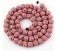 Natural Lava Rock Round Stone Beads for DIY Necklace Bracelats Jewelry Making Spacer Strand 15" DIY Loose Beads 6mm 8mm 10mm-Pink Lava-6mm Approx 60pcs