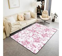 Natural Leaves Kids Area Rug,Floral Leaf Botanical Plant Indoor Floor Mat Entrance Rug for Girls Boys,Boho Rustic Farmhouse Non Slip Rug,Rose Pink Couch Living Room Decor,5'x6'6''