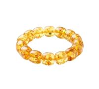 Natural Lemon Amber Bracelet 19x21mm Barrel Smooth Gemstone Genuine Fossil Resin Handmade 7 Inch Stretch Jewelry Transparent Organic Natural Inclusions |LK_1B_00140