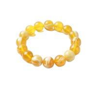 Natural Lemon Amber Bracelet 20mm Round Smooth Gemstone Genuine Fossil Resin Handmade 7 Inch Stretch Jewelry Organic Swirl Crystal |LK_1B_00138