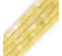 Natural Lemon Green Gemstone Semi Precious 4mm Square Beads for Jewellery Making DIY Bracelet Necklace Crafts 15''