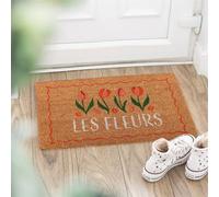Natural Les Fleurs Tulip Doormat - Welcome Garden & Floral Decor