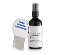 Natural Lice & Nits Treatment Oil Set with Comb and Cap | Vegan, Non-Toxic, Gentle, Plant-Based Formula with Ozonated Olive Oil, Neem, Tea Tree, Lavender & Rosemary Essential Oils 100ml Glass Bottle