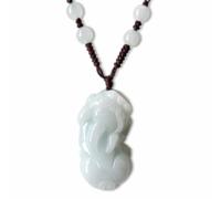 Natural Light Green Jade Warrior Dragon Pendant Necklace for Attracting Wealth, Lion Dance Amulet for Protection And Peace