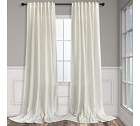 Natural Linen Back Tab Curtains 84 Inch Length for Living Room 2 Panel Pocket Drape Light Filtering Semi Sheer Neutral Country Rustic Farmhouse Boho Curtain Bedroom Muslin Look Ivory Cream Colored