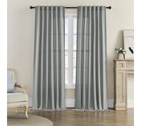 Natural Linen Blended Curtains Back Tab Window Treatments Panels Drapes for Living Room/Bedroom, Elegant Light Filtering Semi Sheer Curtains (Set of 2, 50" x 90", Dove Grey)