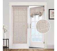 Natural Linen Blended Door Curtain - 2 Pack Thermal Insulated Privacy Shade for Glass Doors Light Reducing Tie-Up Curtain 26 x 68 inches Angora Color