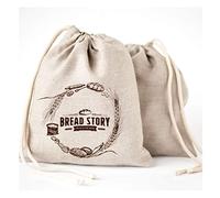 Natural Linen Bread Bags - 2-Pack Large (30 cm x 40 cm) Ideal for Homemade Bread, Reusable Food Storage, Housewarming, Wedding Gift, Storage for Artisan Bread - Bakery & Baguette Bag
