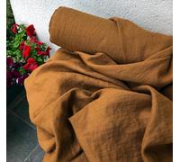 Natural Linen Fabric - Medium Weight 160-180 GSM - Breathable Textile for Dressmaking, Soft Furnishings & Crafting - Sold by The Yard (Continuous Cut) (Golden Ochre, 5 Yard)