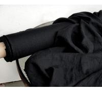 Natural Linen Fabric - Medium Weight 160-180 GSM - Breathable Textile for Dressmaking, Soft Furnishings & Crafting - Sold by The Yard (Continuous Cut) (Black, 7 Yard)