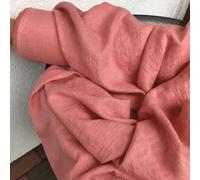 Natural Linen Fabric - Medium Weight 160-180 GSM - Breathable Textile for Dressmaking, Soft Furnishings & Crafting - Sold by The Yard (Continuous Cut) (Coral Pink, 3 Yard)