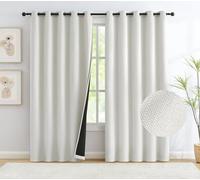 Natural Linen Full Blackout Curtains for Bedroom Thermal Insulated Energy Saving Window Panels Farmhouse Burlap Texture Ivory Drapes for Living Room 2 Panels Set Grommet Top 60"x 72"x2