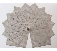 Natural Linen hemstitched Cocktail Napkins -A Dozen 6"x6"-Ladder hemstitch 100% Linen Coasters