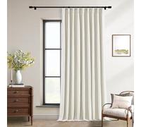 Natural Linen Pinch Pleated Blackout Curtains 108 Inches Long Extra Wide 60 Inch Width for Sliding Glass Doors Modern Pleated Linen Blend Heavy Floor to Ceiling Large Window Drapes 60x108 1 Panel