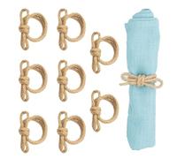 Natural Linen Rope Napkin Rings, Set of 8, Eco-Friendly Hand-Woven Texture, Simple Elegant Design, Table Setting Decor for Dining, Parties, Holidays