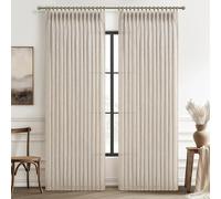 Natural Linen Semi Sheer Large Curtains 102 Inches Long 2 Panels Set for Nursery, Memory Trained Pinch Pleated Extra Wide Light Filtering Rustic Windows Curtain for Bedroom 70 x 102 Inch Length