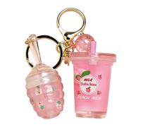Natural Lip Gloss Milk Tea Design Keychain Attach Non-Sticky Nourishing