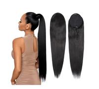 Natural Long Straight Drawstring Ponytail Human Hair Soft Clip in Hair Extension ponytail for Women Perfect Looking(10inches)