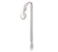 Natural Long Synthetic Braided Ponytail Extension with Hair Tie Straight Wrap Around Hair Extensions Perfect Looking(LIGHT GRAY)