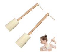 Natural Loofah Back Scrubber Exfoliating Luffa Loofa Bath Brush On a Stick, 14/15'' Wooden Handle Loofah Tubular Sponge Back Brush, Bath Spa Shower Sponge Body Back Scrubber (10cm-2pc)
