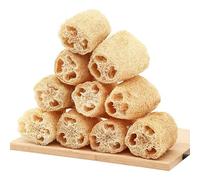 Natural Loofah Bath Sponge (10 * 6 * 6cm w/Cord/no Cord) - Exfoliating Body Scrubber Household Cleaning Brush DIY Soap Material for Beauty Bath Daily Care (Lanyard)