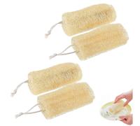 Natural Loofah Sponge,4 Pack Organic Loofah Sponge Organic Loofah | Biodegradable Body Scrubbers Exfoliating Loofah Bath Sponge for Shower Scrubbing and Kitchen Cleaning 7*11CM
