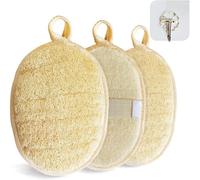 Natural Loofah Sponge Exfoliating Body Scrubber (3 Pack),Made with Eco-Friendly and Biodegradable Shower Luffa Sponge, Loofah for Women and Men, Beige (3PCS)