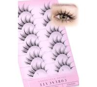 Natural Look Eyelashes Manga Lashes Clear Band False Eyelashes 8-15mm Cat Eye Lash Strips Aisan Anime Fake Eyelash Look Like Lash Extension Spikes Lashes Wispy by CORUSCATE