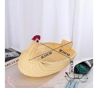 Natural Look Imitation Rattan Woven Basket for Storage, Handcrafted Brown Decorative Bowl for Living Room Bedroom, Versatile Organizer for Fruit Toys and(Chicken)