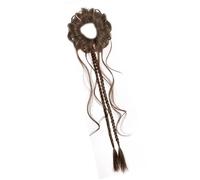 Natural Look Synthetic Ponytail With Elastic Band Hair Bun Double Braided Hairpiece For Daily Styling Bun Wigs Synthetic Fiber