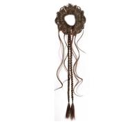 Natural Look Synthetic Ponytail With Elastic Band Hair Bun Double Braided Hairpiece For Daily Styling Realistic Synthetic Bun Hairpiece