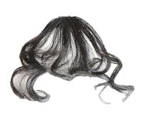 Natural Looking Clip In Air Bangs Hairpiece Adjustable Brown Curly Synthetic Fringe For Women