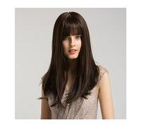 Natural Looking & Comfortable | Long Lasting Quali Black Brown Long Straight Synthetic Wig with Bangs Dark Brown Bob Cosplay Daily Hair Wigs for Women Afro Heat Resistant Fibre transform Your Look wit