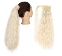 Natural Looking Ponytail Extension, 85cm Long Straight Synthetic Ponytail Hair Extension for Women, Thick & Natural Looking Hair Extensions, Seamles(White)