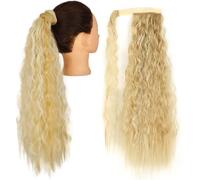 Natural Looking Ponytail Extension, 85cm Long Straight Synthetic Ponytail Hair Extension for Women, Thick & Natural Looking Hair Extensions, Seamles(Bright gold)