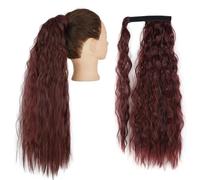 Natural Looking Ponytail Extension, 85cm Long Straight Synthetic Ponytail Hair Extension for Women, Thick & Natural Looking Hair Extensions, Seamles(Speckled red)