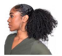 Natural Looking Ponytail Extension, Afro Kinky Curly Ponytail Extensions 3C/4A Human Hair Drawstring, Thick & Natural Looking Hair Extensions, Seamles(18inch)