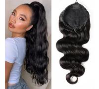 Natural Looking Ponytail Extension, Brazilian Remy Hair Ponytail Extensions 150g, Body Wave Clip-ins with 2 Combs, Thick & Natural Looking Hair Extensions, Seamles(26 Inch)