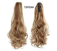Natural Looking Ponytail Extension, Fluffy Big Wave Ponytail Clip Long Curly Synthetic Hair Tiger Claw Clip, Thick & Natural Looking Hair Extensions, Seamles(Light brownish gold)