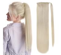 Natural Looking Ponytail Extension, Remy Human Hair Ponytail Extensions 70g/80g for White Women - Full Shine, Thick & Natural Looking Hair Extensions, Seamles(White,14 inch)