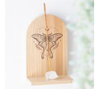 Natural Luna Moth Wooden Incense Holder Shelf