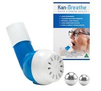 Natural Lung Exerciser & Mucus Removal Device - OPEP Breathing Exercise Trainer for Airway Clearance & Lung Strength - Adjustable Resistance Steel Ball Bearings - Made in Australia - Blue
