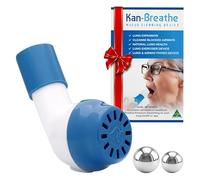 Natural Lung Exerciser & Mucus Removal Device - OPEP Breathing Exercise Trainer for Airway Clearance & Lung Strength - Adjustable Resistance Steel Ball Bearings - Made in Australia - White